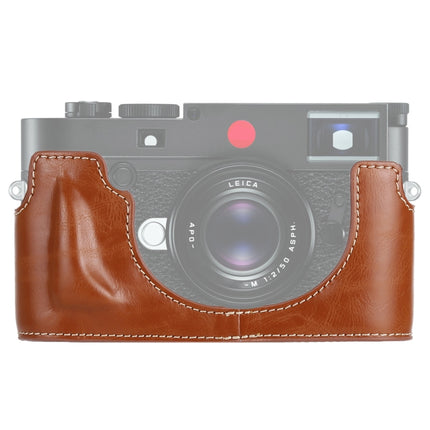 1/4 inch Thread PU Leather Camera Half Case Base for Leica M10 (Brown)-garmade.com