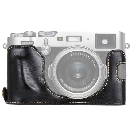 1/4 inch Thread PU Leather Camera Half Case Base for FUJIFILM X100F (Black)-garmade.com