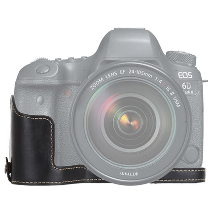 1/4 inch Thread PU Leather Camera Half Case Base for Canon EOS 6D / 6D Mark II (Black)-garmade.com