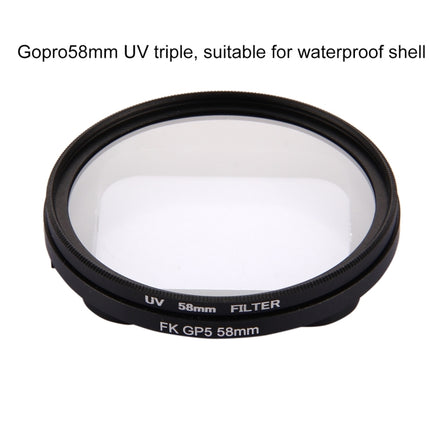 58mm 3 in 1 Round Circle UV Lens Filter with Cap for GoPro HERO7 Black/6 /5-garmade.com