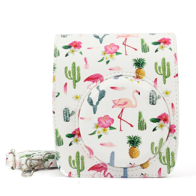 Flamingo Cactus Pattern PU Leather Protective Camera Case Bag For FUJIFILM Instax Mini90 Camera-garmade.com