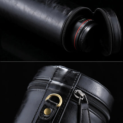Extra Large Lens Case Zippered PU Leather Pouch Box for DSLR Camera Lens, Size: 24.5*10.5*10.5cm(Black)-garmade.com
