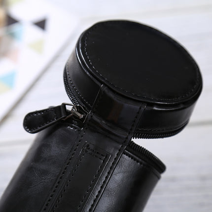 Medium Lens Case Zippered PU Leather Pouch Box for DSLR Camera Lens, Size: 13x9x9cm(Black)-garmade.com