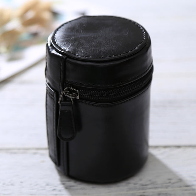 Small Lens Case Zippered PU Leather Pouch Box for DSLR Camera Lens, Size: 11x8x8cm(Black)-garmade.com