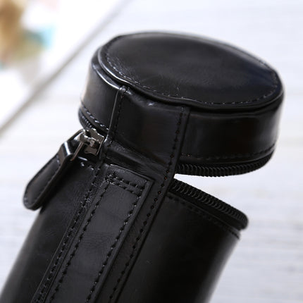Small Lens Case Zippered PU Leather Pouch Box for DSLR Camera Lens, Size: 11x8x8cm(Black)-garmade.com