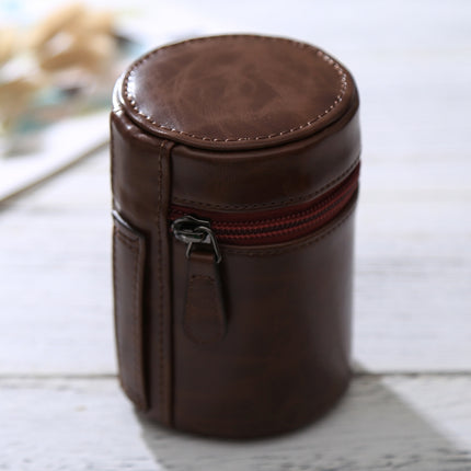 Small Lens Case Zippered PU Leather Pouch Box for DSLR Camera Lens, Size: 11x8x8cm(Coffee)-garmade.com