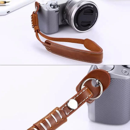 Wrist Strap Grip PU Leather Hand Strap for SLR / DSLR Cameras(Brown)-garmade.com