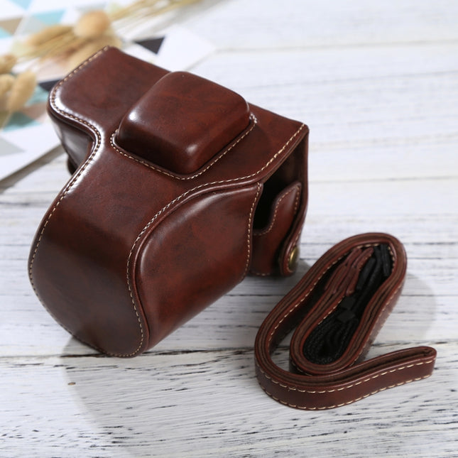 Full Body Camera PU Leather Case Bag with Strap for Olympus EPL7 / EPL8 (Coffee)-garmade.com