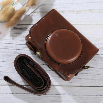 Full Body Camera PU Leather Case Bag with Strap for Canon PowerShot SX730 HS / SX720 HS (Coffee)-garmade.com