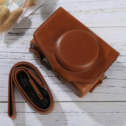 Full Body Camera PU Leather Case Bag with Strap for Canon PowerShot SX730 HS / SX720 HS (Brown)-garmade.com