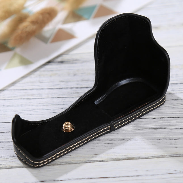 1/4 inch Thread PU Leather Camera Half Case Base for Sony ILCE-5100 / A5100(Black)-garmade.com