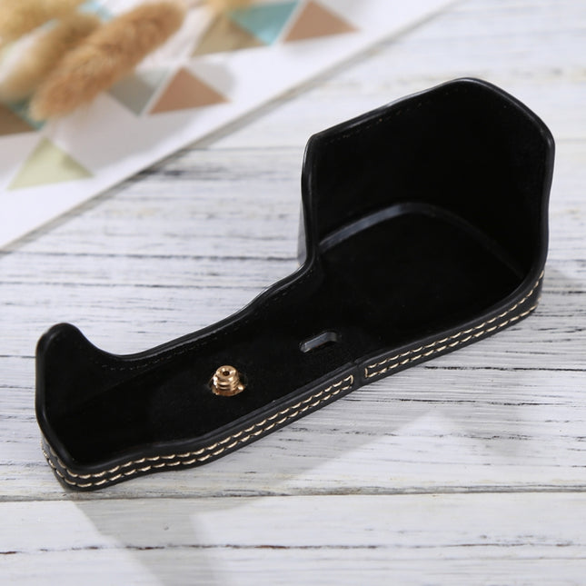 1/4 inch Thread PU Leather Camera Half Case Base for Sony ILCE-6000 / A6000(Black)-garmade.com