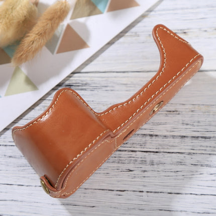 1/4 inch Thread PU Leather Camera Half Case Base for Sony ILCE-6000 / A6000(Brown)-garmade.com