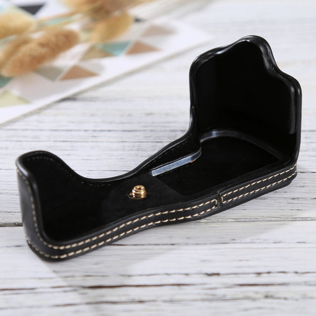1/4 inch Thread PU Leather Camera Half Case Base for Canon EOS M3(Black)-garmade.com