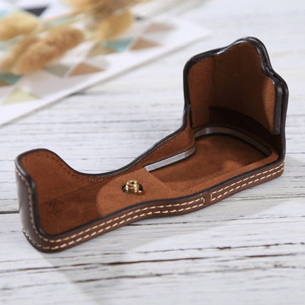1/4 inch Thread PU Leather Camera Half Case Base for Canon EOS M3(Coffee)-garmade.com