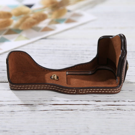 1/4 inch Thread PU Leather Camera Half Case Base for Canon EOS M3(Coffee)-garmade.com