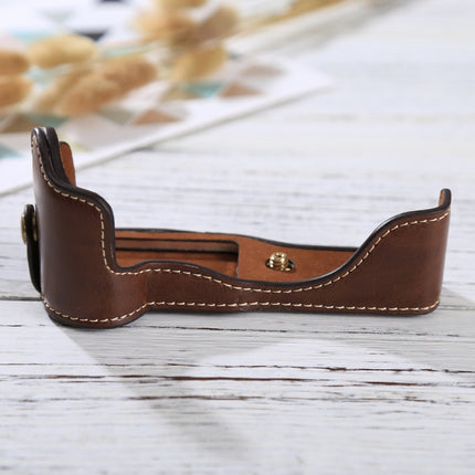 1/4 inch Thread PU Leather Camera Half Case Base for Canon EOS M3(Coffee)-garmade.com
