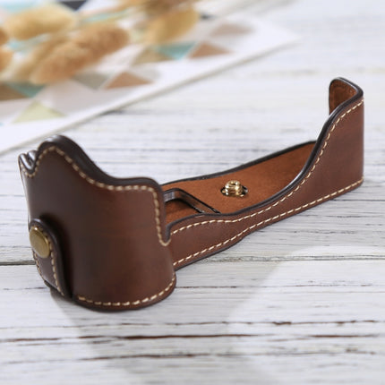 1/4 inch Thread PU Leather Camera Half Case Base for Canon EOS M3(Coffee)-garmade.com