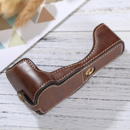 1/4 inch Thread PU Leather Camera Half Case Base for Canon EOS M3(Coffee)-garmade.com