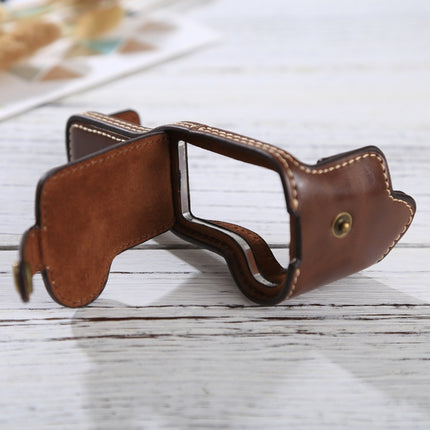 1/4 inch Thread PU Leather Camera Half Case Base for Canon EOS M3(Coffee)-garmade.com