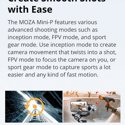 MOZA Mini-P 3 Axis Handheld Gimbal Stabilizer for Action Camera and Smart Phone(Black)-garmade.com