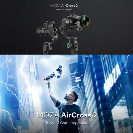 MOZA AirCross 2 Professional 3 Axis Handheld Gimbal Stabilizer with Phone Clamp + Quick Release Plate for DSLR Camera and Smart Phone, Load: 3.2kg(Black)-garmade.com