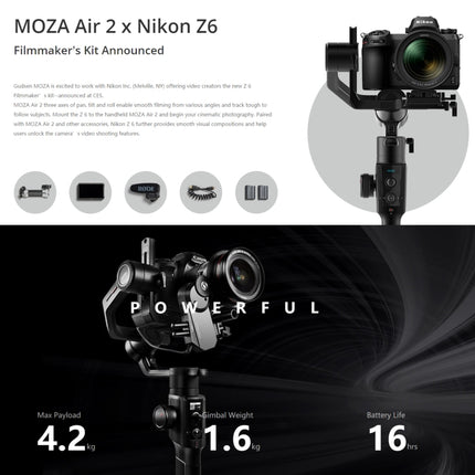 MOZA Air 2 + iFocus-M + Fashion Backpack 3 Axis Handheld Gimbal Stabilizer for DSLR Camera, Load: 4.2kg(Black)-garmade.com