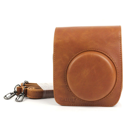 PU Leather Camera Protective bag for FUJIFILM Instax Mini 90 Camera, with Adjustable Shoulder Strap(Brown)-garmade.com