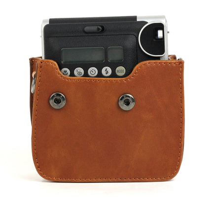 PU Leather Camera Protective bag for FUJIFILM Instax Mini 90 Camera, with Adjustable Shoulder Strap(Brown)-garmade.com
