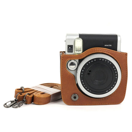 PU Leather Camera Protective bag for FUJIFILM Instax Mini 90 Camera, with Adjustable Shoulder Strap(Brown)-garmade.com