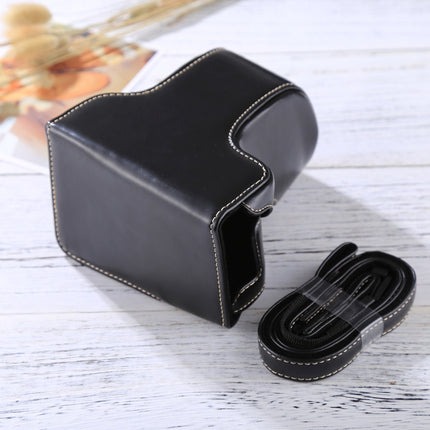 Full Body Camera PU Leather Case Bag with Strap for FUJIFILM X-A3 / X-A2/ X-M1 / X-A10 (16-50mm / 18-55mm / XF 35mm Lens)(Black)-garmade.com