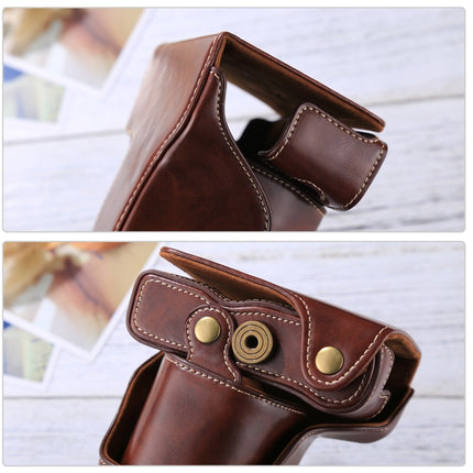 Full Body Camera PU Leather Case Bag with Strap for FUJIFILM X-A3 / X-A2/ X-M1 / X-A10 (16-50mm / 18-55mm / XF 35mm Lens)(Coffee)-garmade.com