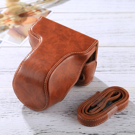 Full Body Camera PU Leather Case Bag with Strap for FUJIFILM X-A3 / X-A2/ X-M1 / X-A10 (16-50mm / 18-55mm / XF 35mm Lens)(Brown)-garmade.com