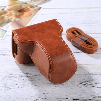 Full Body Camera PU Leather Case Bag with Strap for FUJIFILM X-A3 / X-A2/ X-M1 / X-A10 (16-50mm / 18-55mm / XF 35mm Lens)(Brown)-garmade.com