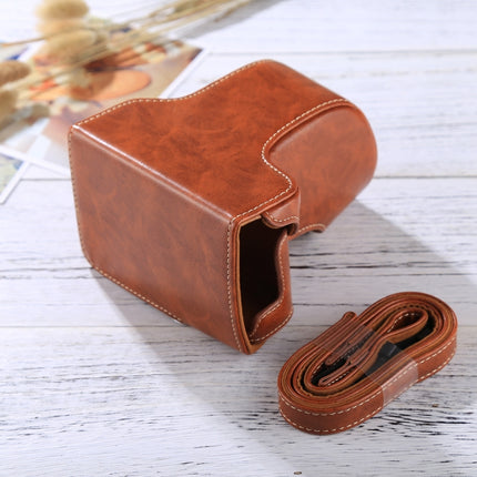 Full Body Camera PU Leather Case Bag with Strap for FUJIFILM X-A3 / X-A2/ X-M1 / X-A10 (16-50mm / 18-55mm / XF 35mm Lens)(Brown)-garmade.com