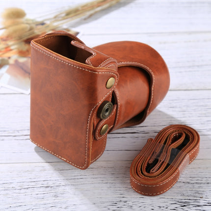 Full Body Camera PU Leather Case Bag with Strap for FUJIFILM X-A3 / X-A2/ X-M1 / X-A10 (16-50mm / 18-55mm / XF 35mm Lens)(Brown)-garmade.com