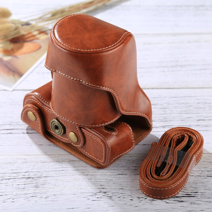 Full Body Camera PU Leather Case Bag with Strap for FUJIFILM X-A3 / X-A2/ X-M1 / X-A10 (16-50mm / 18-55mm / XF 35mm Lens)(Brown)-garmade.com