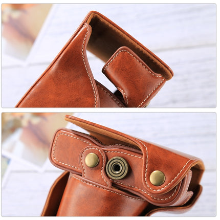 Full Body Camera PU Leather Case Bag with Strap for FUJIFILM X-A3 / X-A2/ X-M1 / X-A10 (16-50mm / 18-55mm / XF 35mm Lens)(Brown)-garmade.com