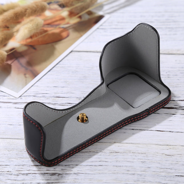 1/4 inch Thread PU Leather Camera Half Case Base for Sony A7S2 / A7R2 / A7K2 / A7 II(Black)-garmade.com