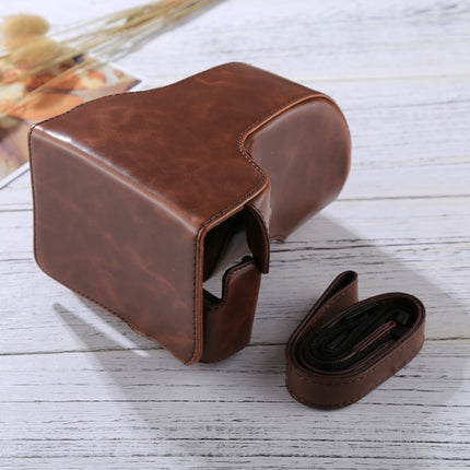 Full Body Camera PU Leather Case Bag with Strap for FUJIFILM X-E3 (18-55mm / XF 23mm Lens)(Coffee)-garmade.com