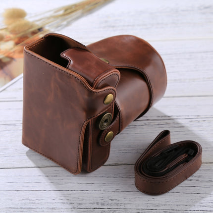 Full Body Camera PU Leather Case Bag with Strap for FUJIFILM X-E3 (18-55mm / XF 23mm Lens)(Coffee)-garmade.com