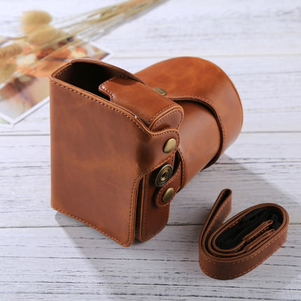 Full Body Camera PU Leather Case Bag with Strap for FUJIFILM X-E3 (18-55mm / XF 23mm Lens)(Brown)-garmade.com