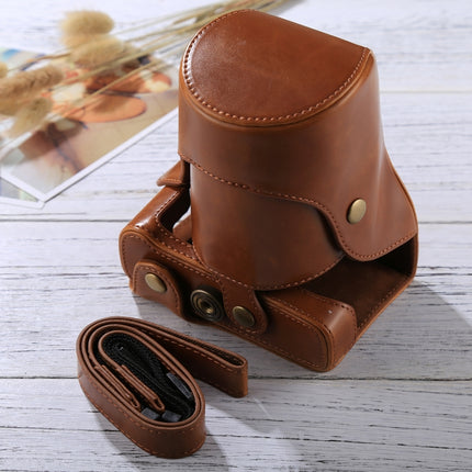Full Body Camera PU Leather Case Bag with Strap for FUJIFILM X-E3 (18-55mm / XF 23mm Lens)(Brown)-garmade.com