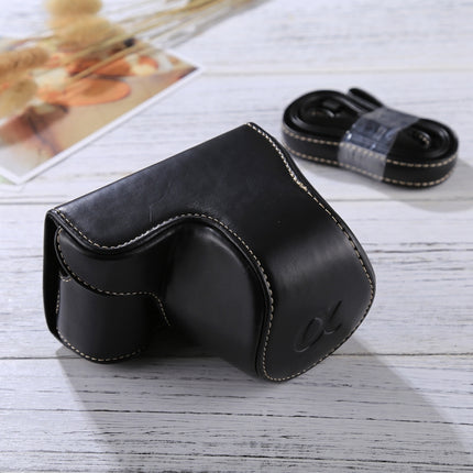 Full Body Camera PU Leather Case Bag with Strap for Sony A5100 / A5000 / NEX-3N (16-50mm / 40.5mm Lens)(Black)-garmade.com