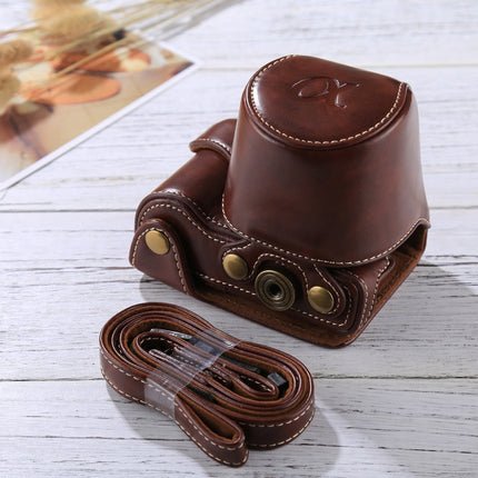 Full Body Camera PU Leather Case Bag with Strap for Sony A5100 / A5000 / NEX-3N (16-50mm / 40.5mm Lens)(Coffee)-garmade.com