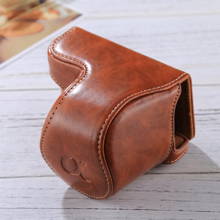 Full Body Camera PU Leather Case Bag with Strap for Sony A5100 / A5000 / NEX-3N (16-50mm / 40.5mm Lens)(Brown)-garmade.com