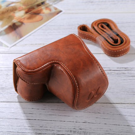 Full Body Camera PU Leather Case Bag with Strap for Sony A5100 / A5000 / NEX-3N (16-50mm / 40.5mm Lens)(Brown)-garmade.com