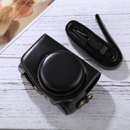 Full Body Camera PU Leather Camera Case Bag with Strap for Canon PowerShot G7 X Mark II (Black)-garmade.com