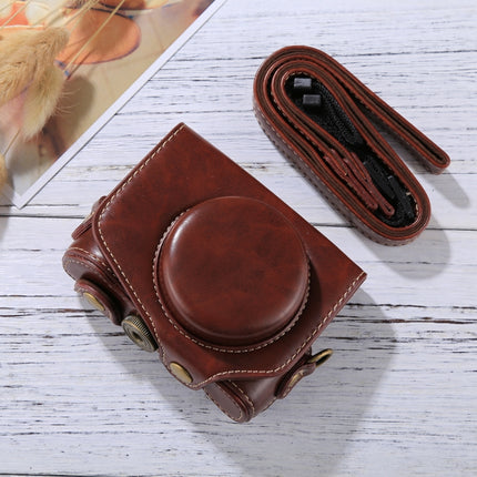 Full Body Camera PU Leather Camera Case Bag with Strap for Canon PowerShot G7 X Mark II (Coffee)-garmade.com