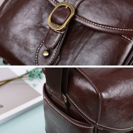 Portable Digital Camera Shoulder Bag Soft PU Leather Bag with Strap, Size: 21cm x 15cm x 20cm (Coffee)-garmade.com